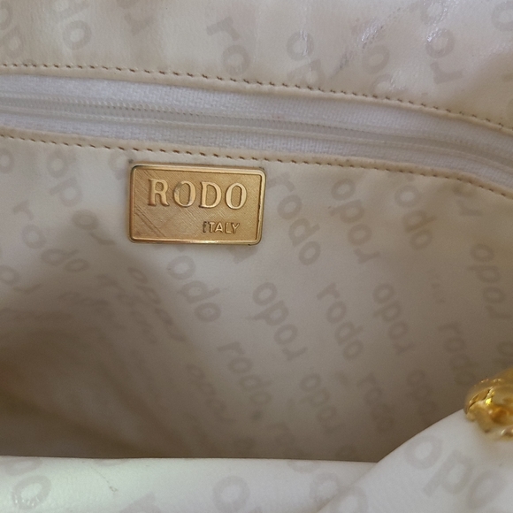 Rodo - Vintage Nautical Gold and White Bag with Rope Handles - Picture 12 of 13